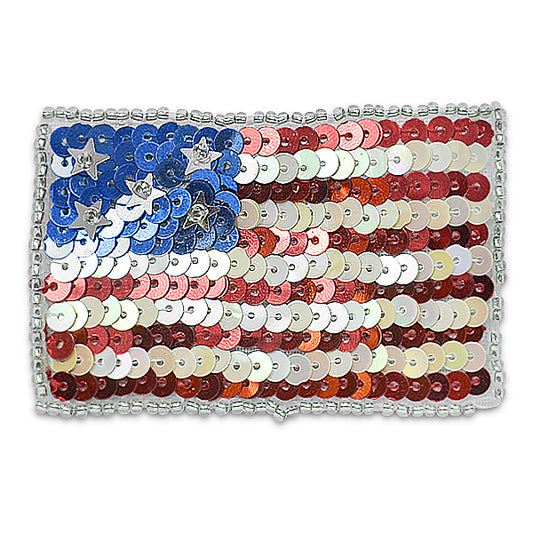 The Great Stars and Stripes American USA Flag Sequin Applique/Patch/Brooch  - Red White and Blue