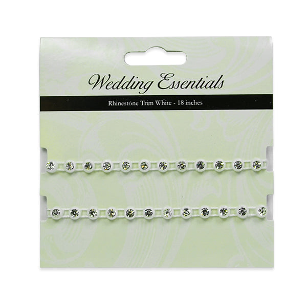 18" x 1/4" Encased Rhinestone Trim Pack of 18" - SMT6083  - White