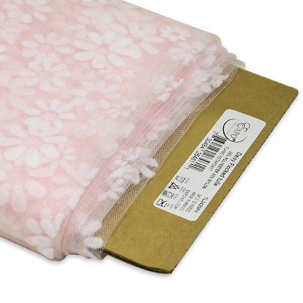 Premium Flocked Daisy Tulle Fabric Bolt of 54" X 10 Yards