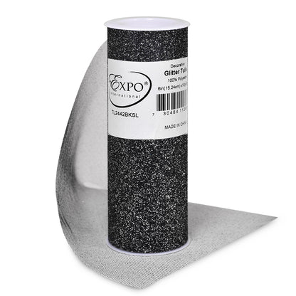 Decorative Glitter Tulle, Roll/Spool of 6” X 10 Yards, Pack of 1