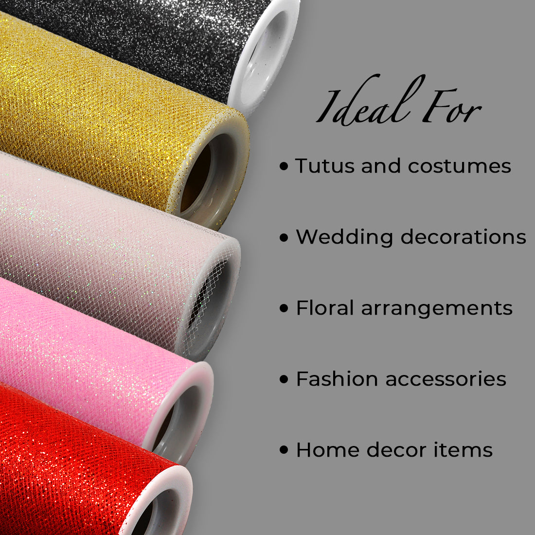 Decorative Glitter Tulle, Roll/Spool of 6” X 50 Yards, Pack of 1