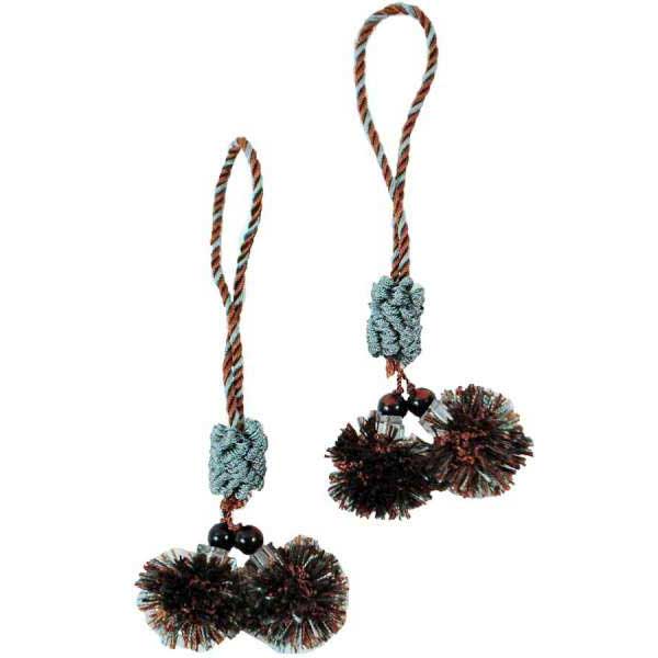 Zoe 6 1/2" Double Ball Tassel-Seafoam/Copper-Pack of 2  - Copper/ Seafoam