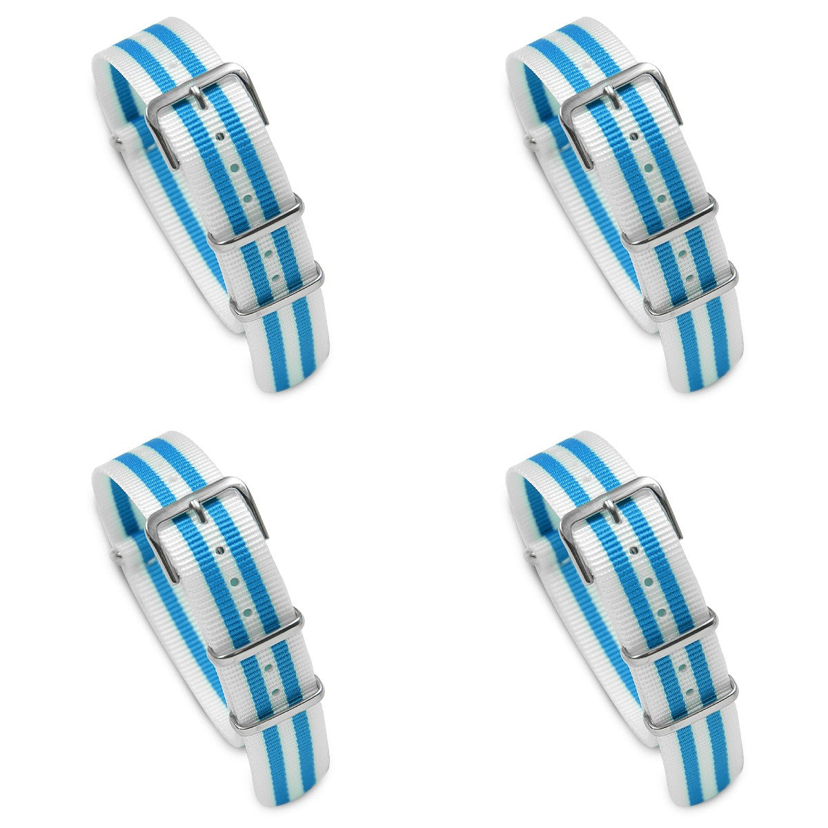 Value Pack of 4 Military MoD Nylon Watch Strap (White/Light/Blue) 18mm Watch Straps