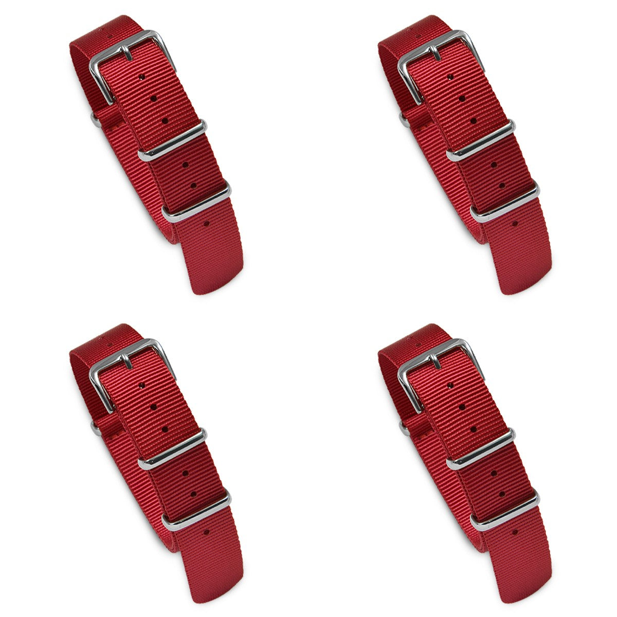 Value Pack of 4 Military MoD Nylon Watch Strap (Red) 18mm Watch Straps