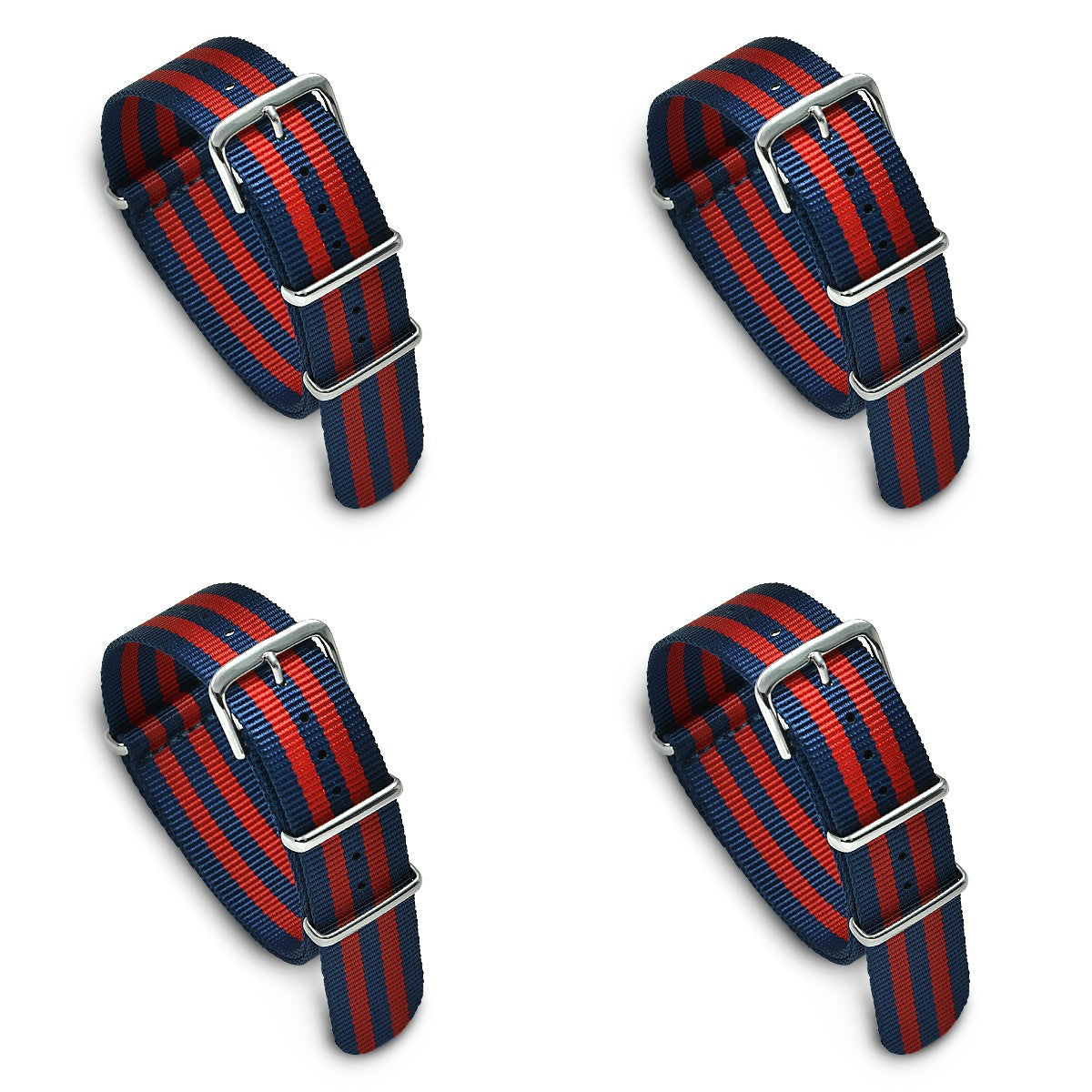 Value Pack of 4 Military MoD Nylon Watch Strap (Navy/Red) 20mm Watch Straps