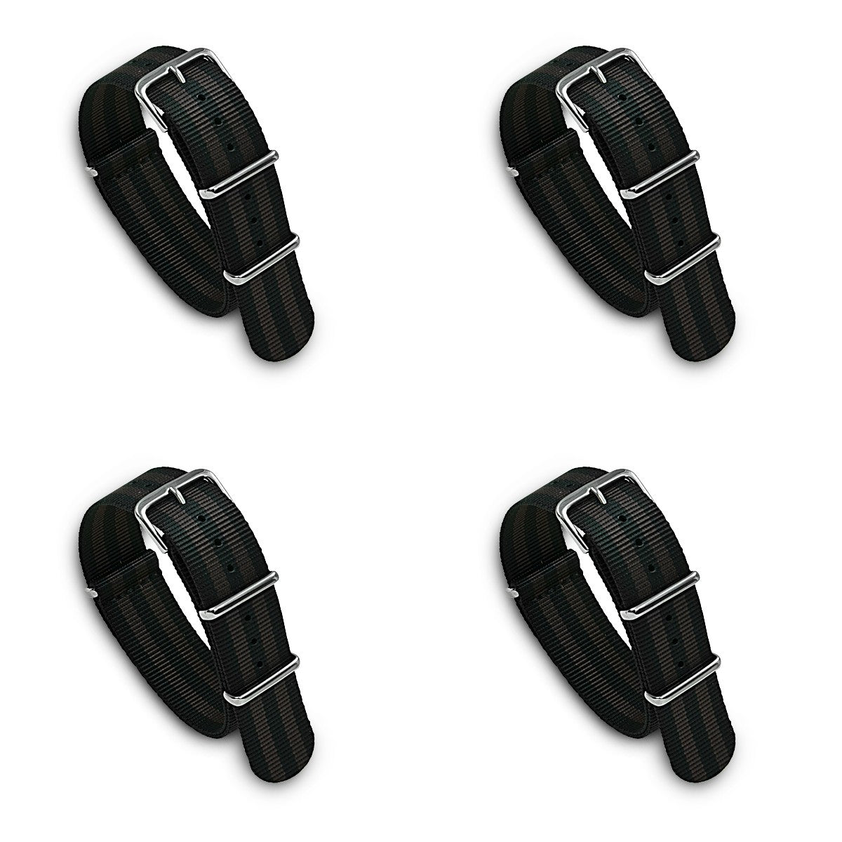Value Pack of 4 Military MoD Nylon Watch Strap (Black/Brown) 20mm Watch Straps