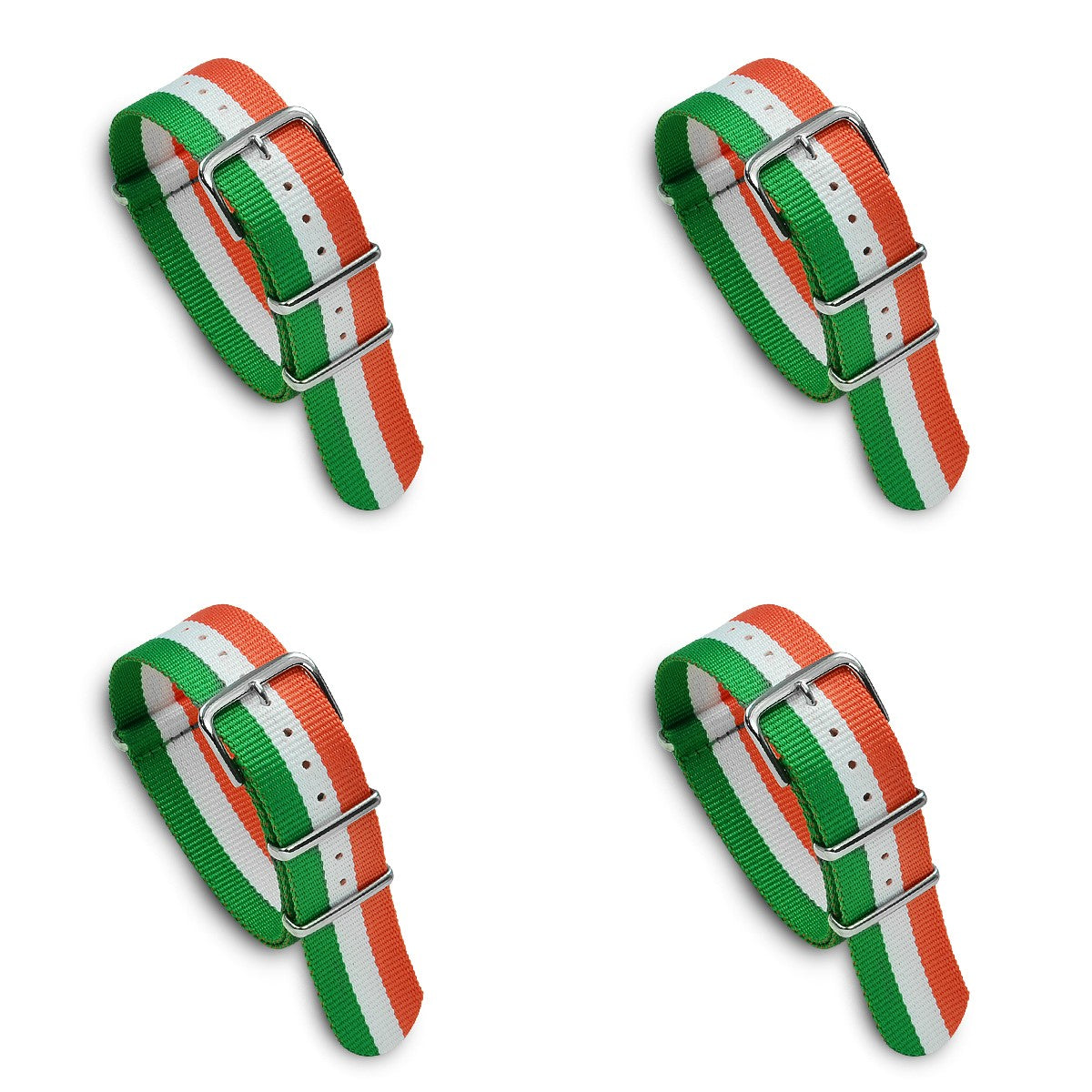 Value Pack of 4 Military MoD Nylon Watch Strap (Green/White/Orange) 20mm Watch Straps