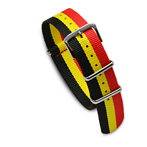 20mm Military MoD Nylon Watch Strap - Red Yellow Black