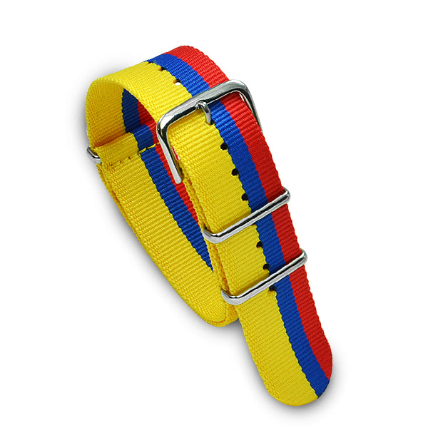 20mm Military MoD Nylon Watch Strap - Red Blue Yellow