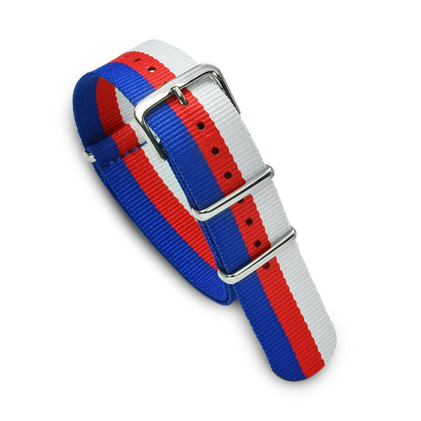 20mm Military MoD Nylon Watch Strap - White Red Blue