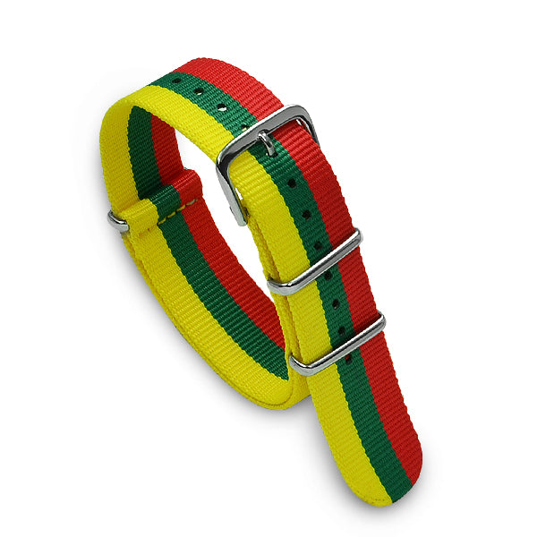 20mm Military MoD Nylon Watch Strap - Yellow Green Red