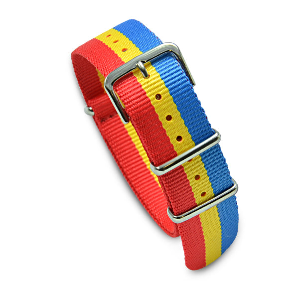 20mm Military MoD Nylon Watch Strap - Yellow Red Blue