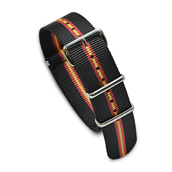 20mm Military MoD Nylon Watch Strap - Black Yellow Red