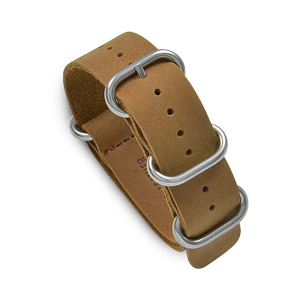 20mm Military MoD Beeswax Leather Watch Strap - Brown