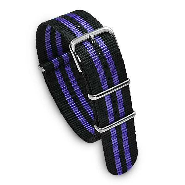 22mm Military MoD Nylon Watch Strap - Black Purple