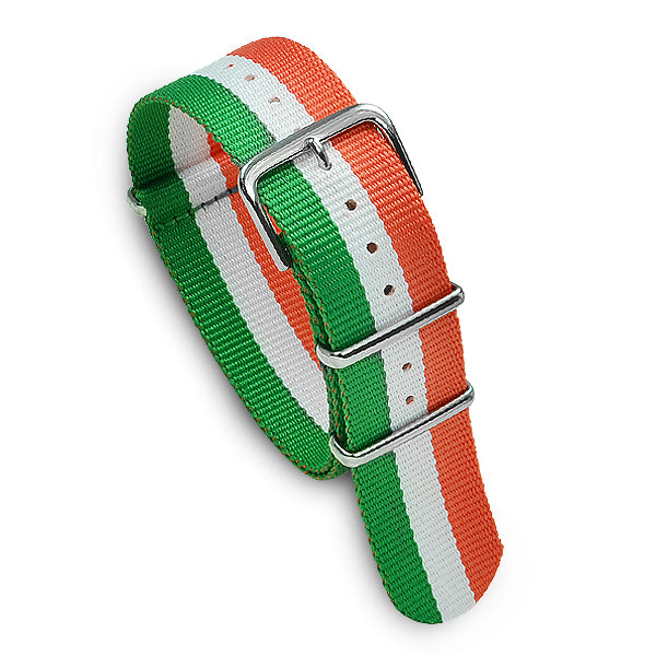 22mm Military MoD Nylon Watch Strap - Orange White Green