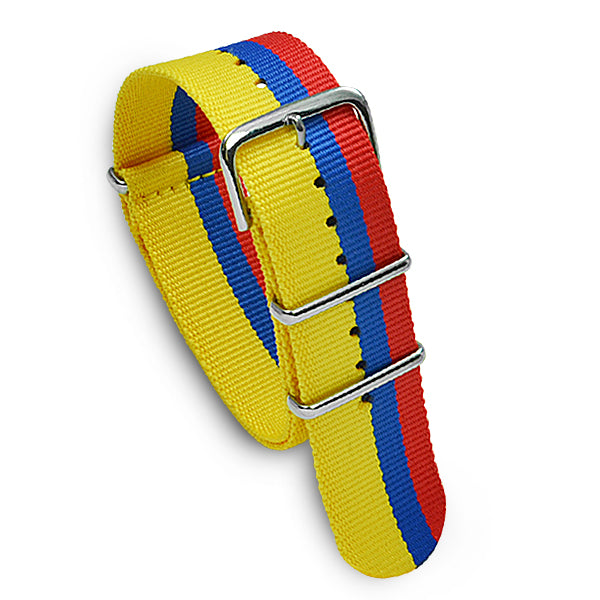 22mm Military MoD Nylon Watch Strap - Yellow Blue Red