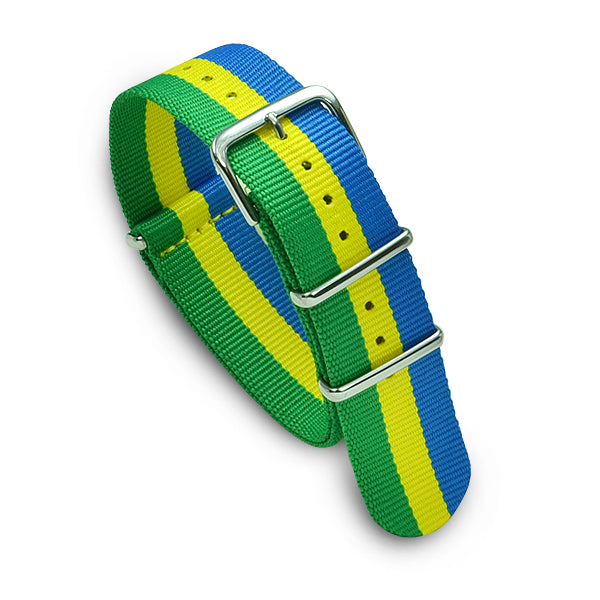 22mm Military MoD Nylon Watch Strap - Green Yellow Blue