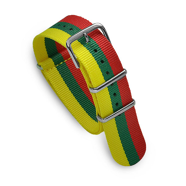 22mm Military MoD Nylon Watch Strap - Yellow Green Red