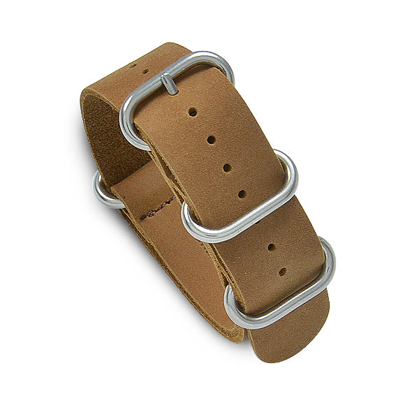 22mm Military MoD Beeswax Leather Watch Strap - Brown